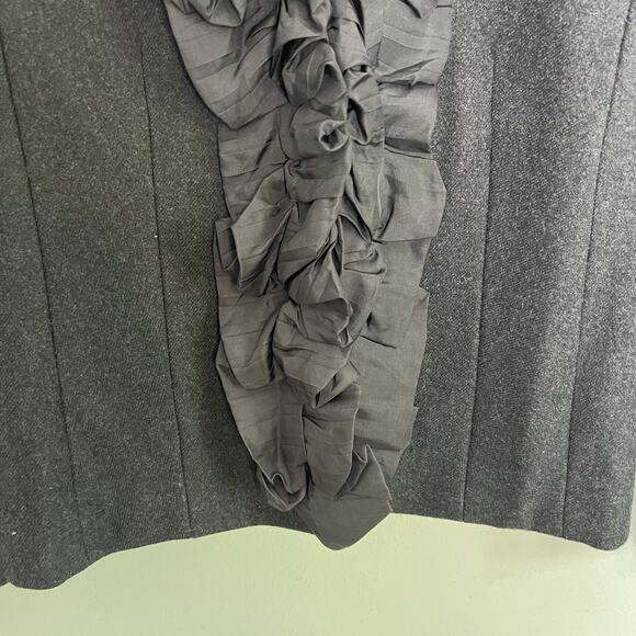 J Crew Womens Chimera Blazer Wool Silk Ruffle Trim Charcoal Gray Sz 4 office - Picture 3 of 13